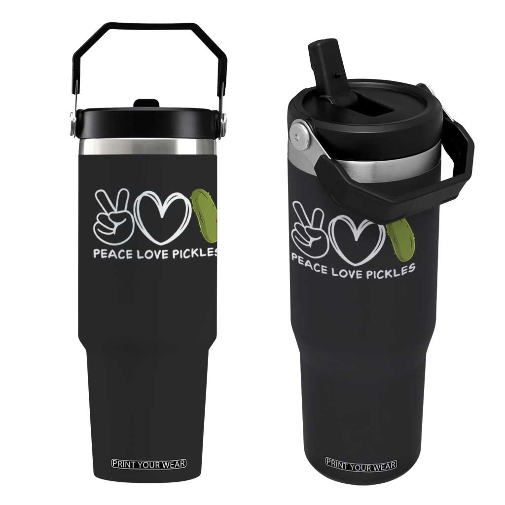 Peace Love Pickles Flip Straw Tumbler TS10 One Size: 30 oz Black Print Your Wear