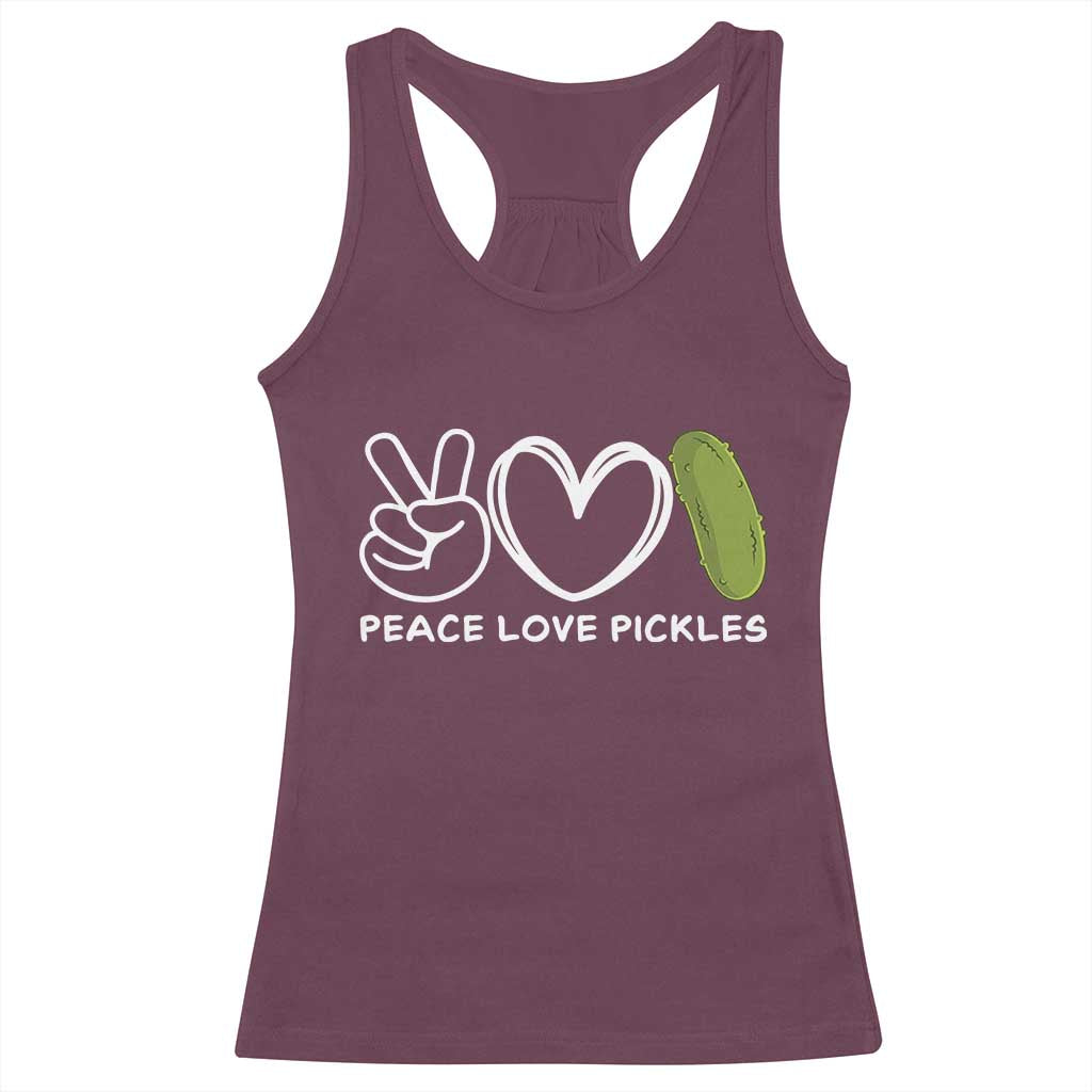 Peace Love Pickles Racerback Tank Top TS10 Maroon Print Your Wear