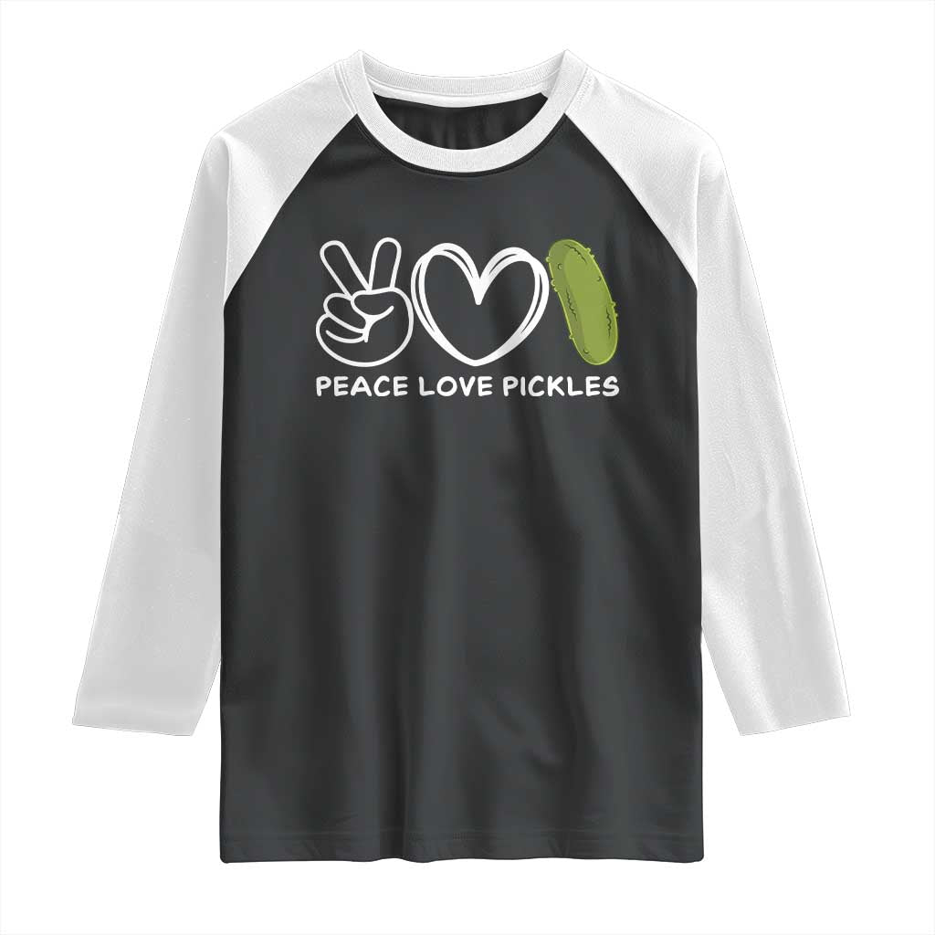 Peace Love Pickles Raglan Shirt TS10 Black White Print Your Wear