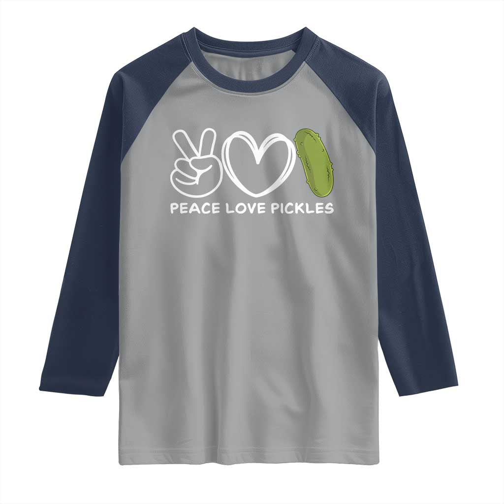 Peace Love Pickles Raglan Shirt TS10 Sport Gray Navy Print Your Wear
