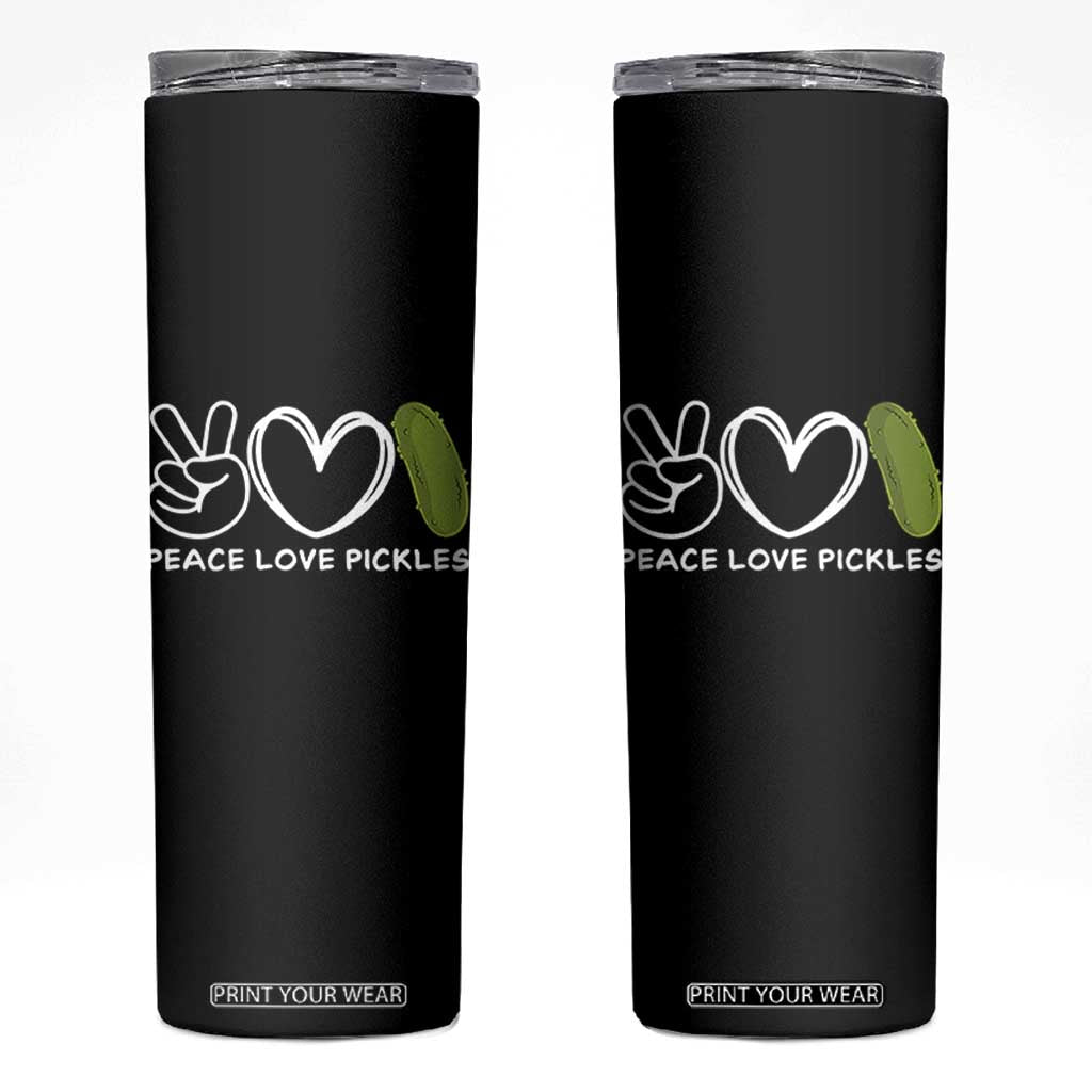 Peace Love Pickles Skinny Tumbler TS10 Black Print Your Wear
