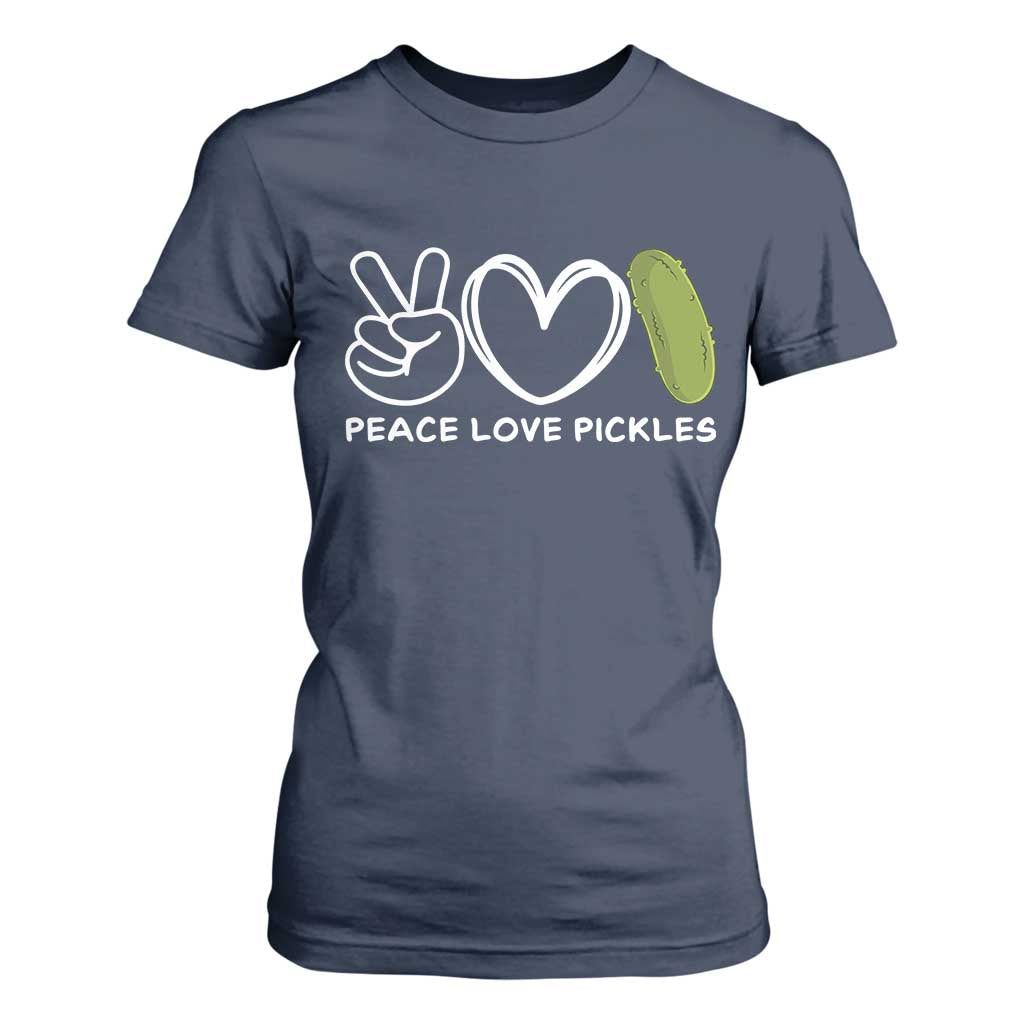 Peace Love Pickles T Shirt For Women TS10 Navy Print Your Wear