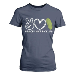 Peace Love Pickles T Shirt For Women TS10 Navy Print Your Wear