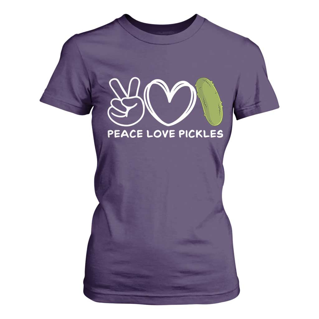 Peace Love Pickles T Shirt For Women TS10 Purple Print Your Wear