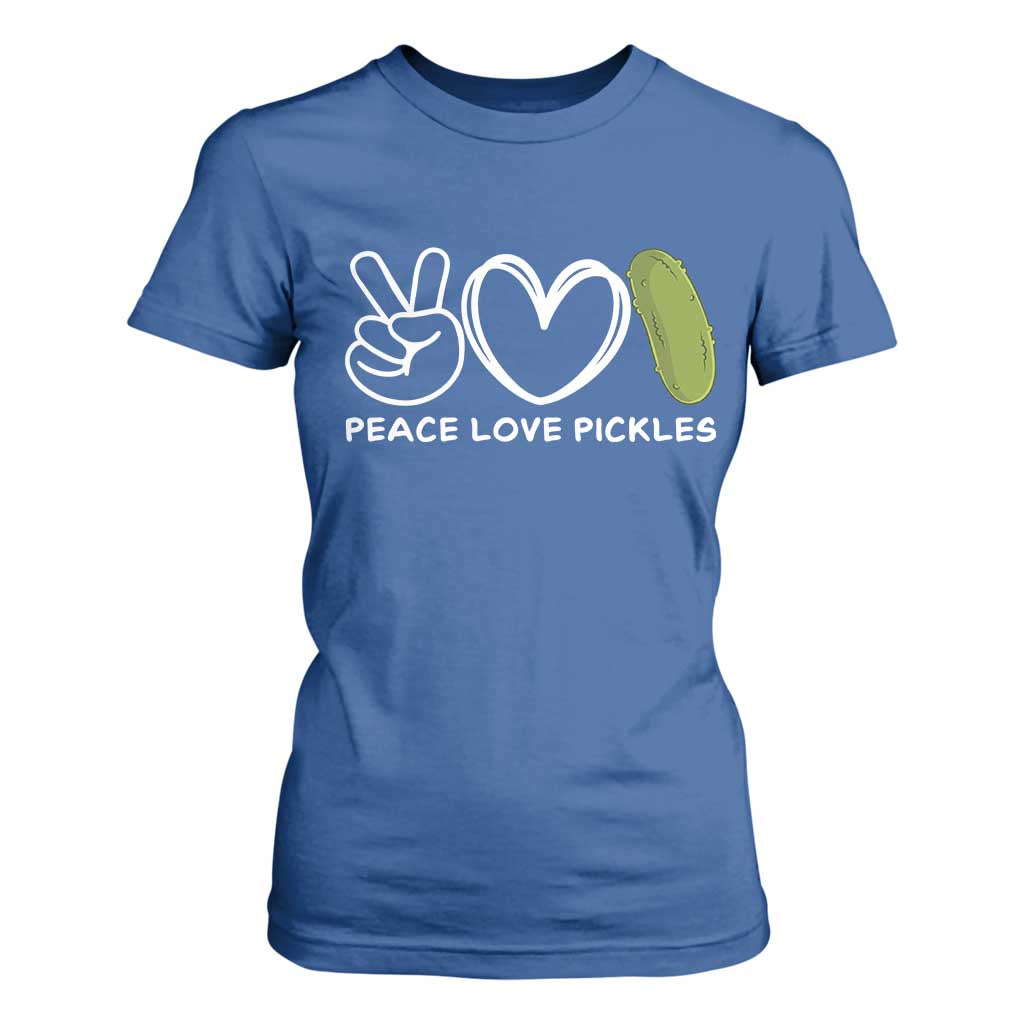 Peace Love Pickles T Shirt For Women TS10 Royal Blue Print Your Wear