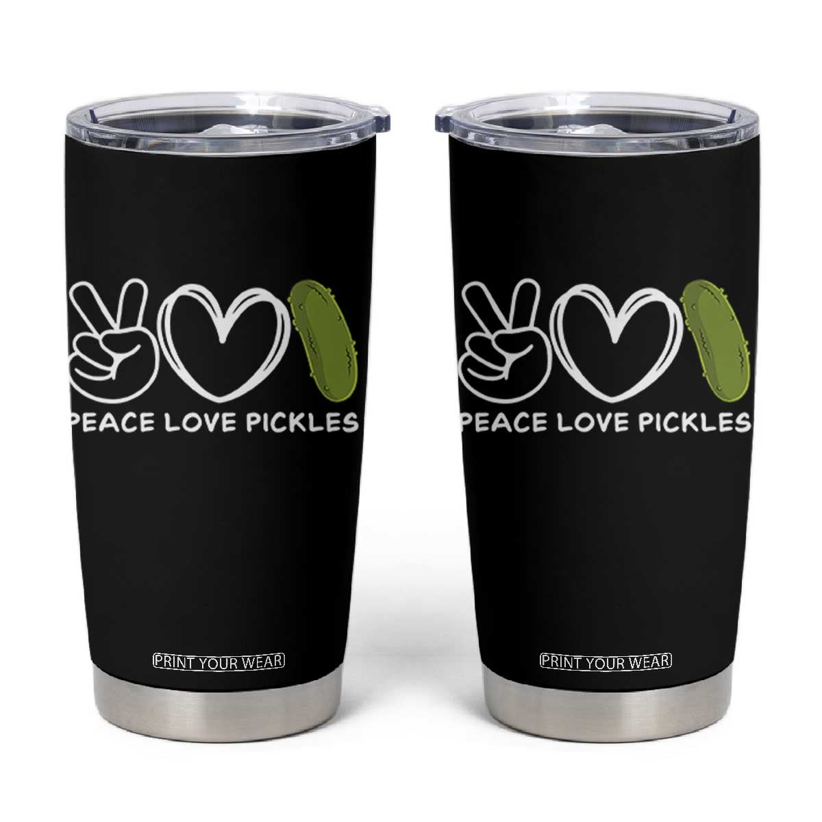 Peace Love Pickles Tumbler Cup TS10 Black Print Your Wear