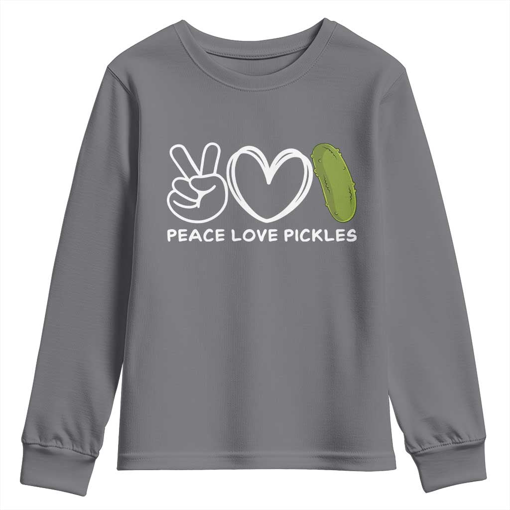 Peace Love Pickles Youth Sweatshirt TS10 Charcoal Print Your Wear