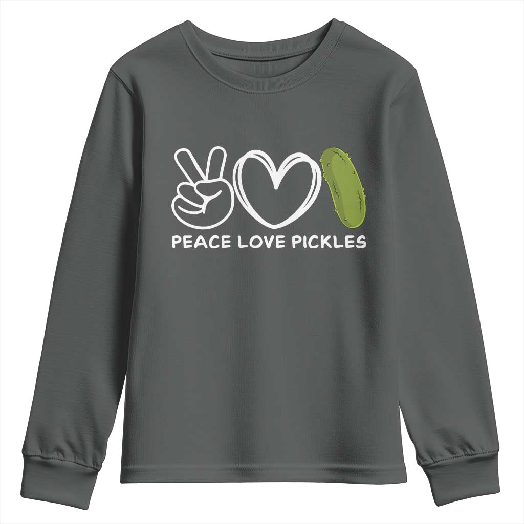 Peace Love Pickles Youth Sweatshirt TS10 Dark Heather Print Your Wear