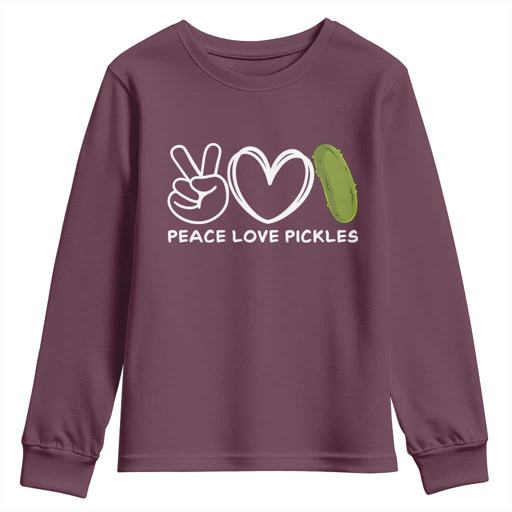 Peace Love Pickles Youth Sweatshirt TS10 Maroon Print Your Wear