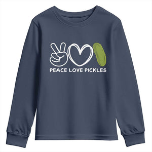 Peace Love Pickles Youth Sweatshirt TS10 Navy Print Your Wear
