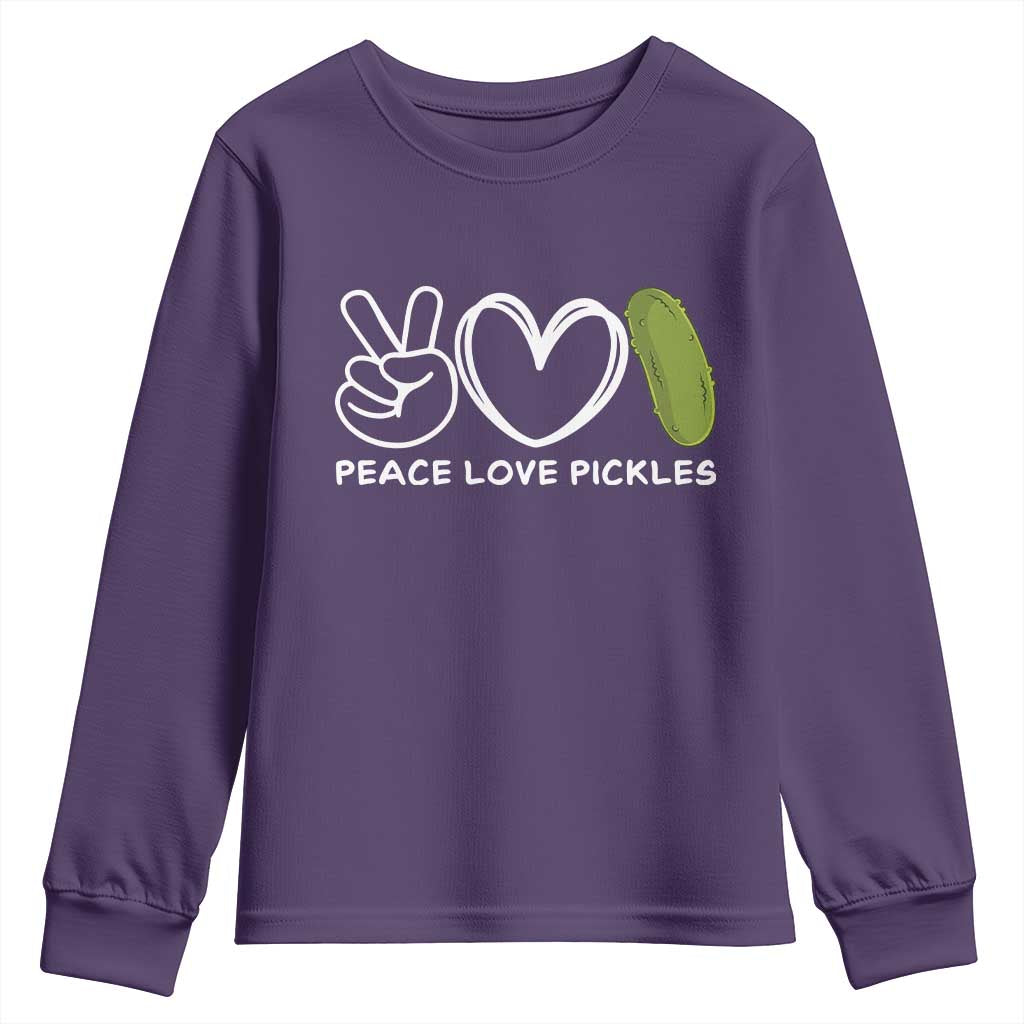 Peace Love Pickles Youth Sweatshirt TS10 Purple Print Your Wear
