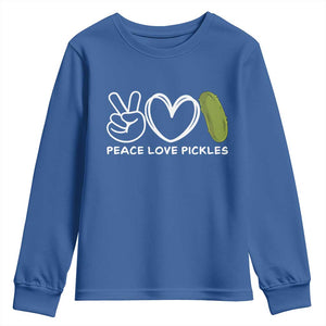 Peace Love Pickles Youth Sweatshirt TS10 Royal Blue Print Your Wear