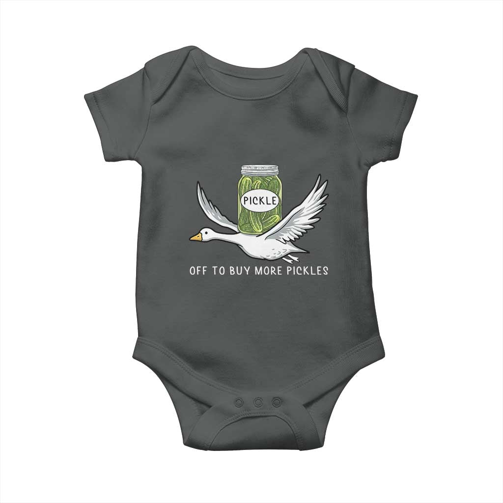 Silly Goose Pickle Lovers Baby Onesie Off To Buy More Pickles TS10 Dark Heather Print Your Wear