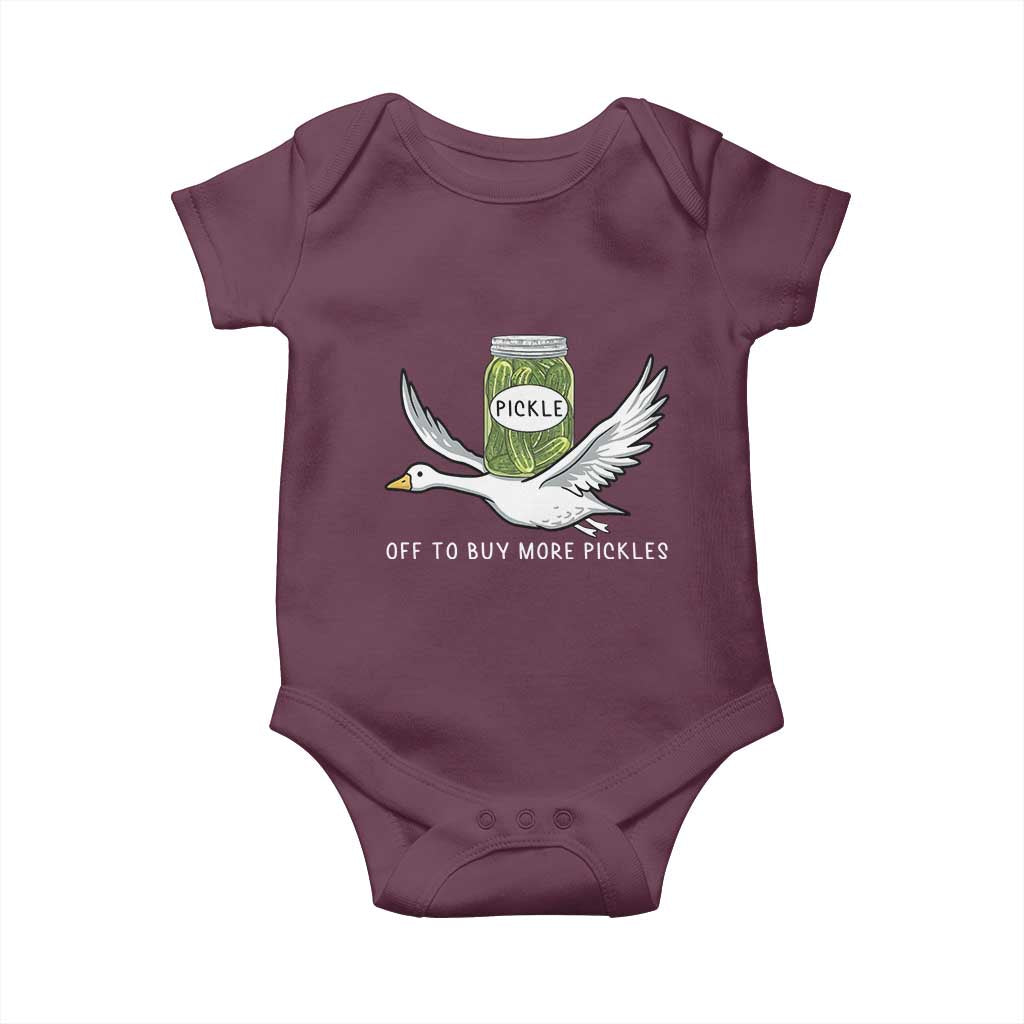 Silly Goose Pickle Lovers Baby Onesie Off To Buy More Pickles TS10 Maroon Print Your Wear