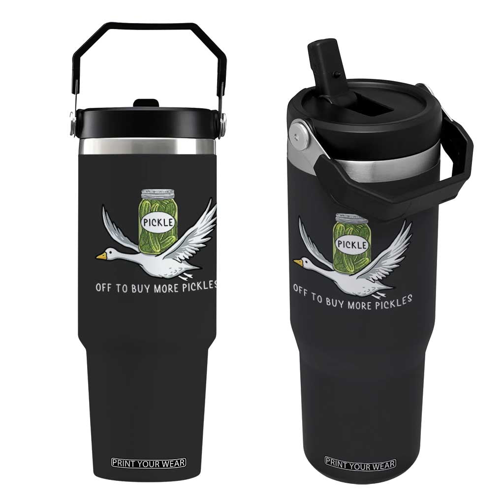 Silly Goose Pickle Lovers Flip Straw Tumbler Off To Buy More Pickles TS10 One Size: 30 oz Black Print Your Wear