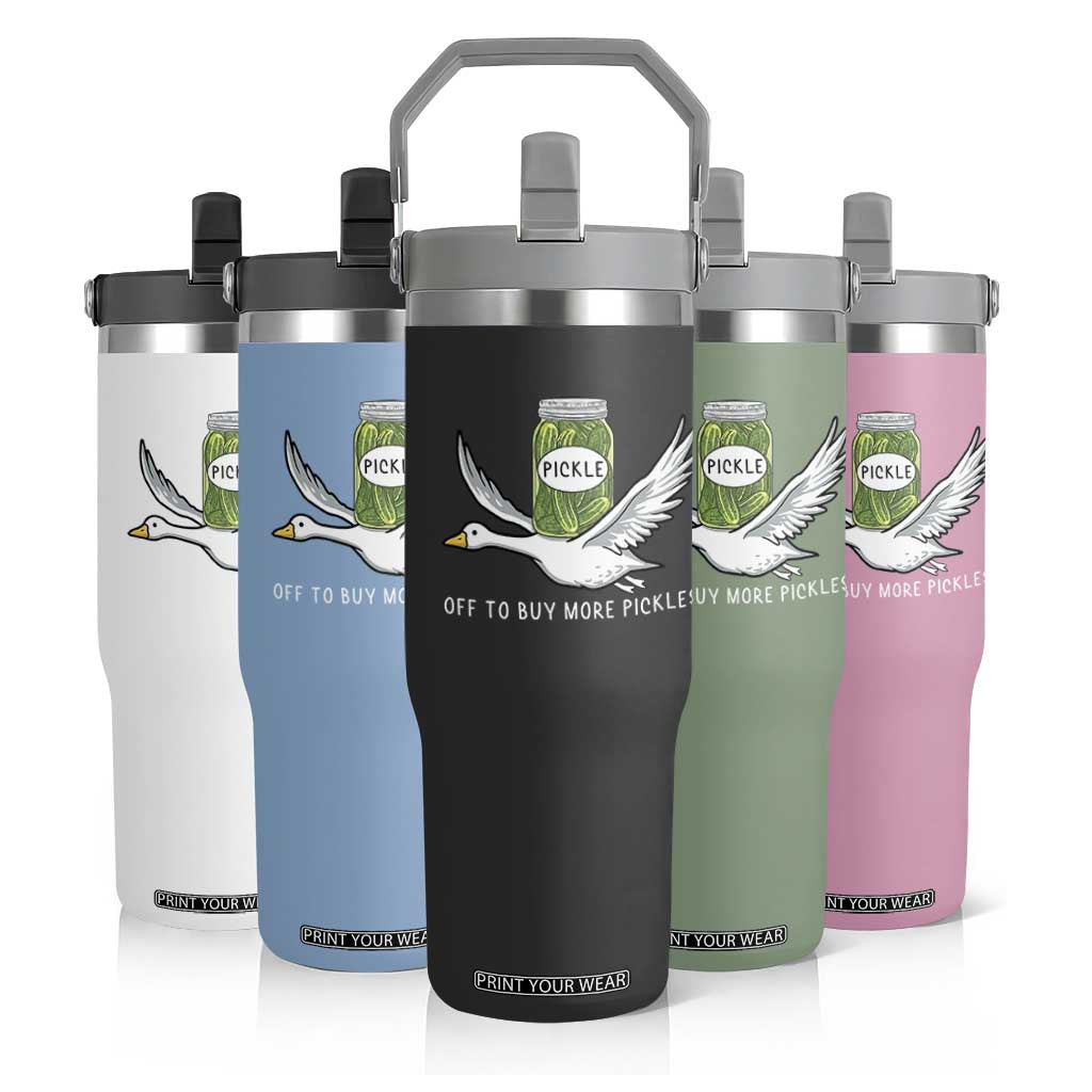 Silly Goose Pickle Lovers Flip Straw Tumbler Off To Buy More Pickles TS10 Print Your Wear
