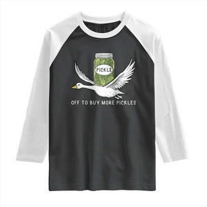 Silly Goose Pickle Lovers Raglan Shirt Off To Buy More Pickles TS10 Black White Print Your Wear
