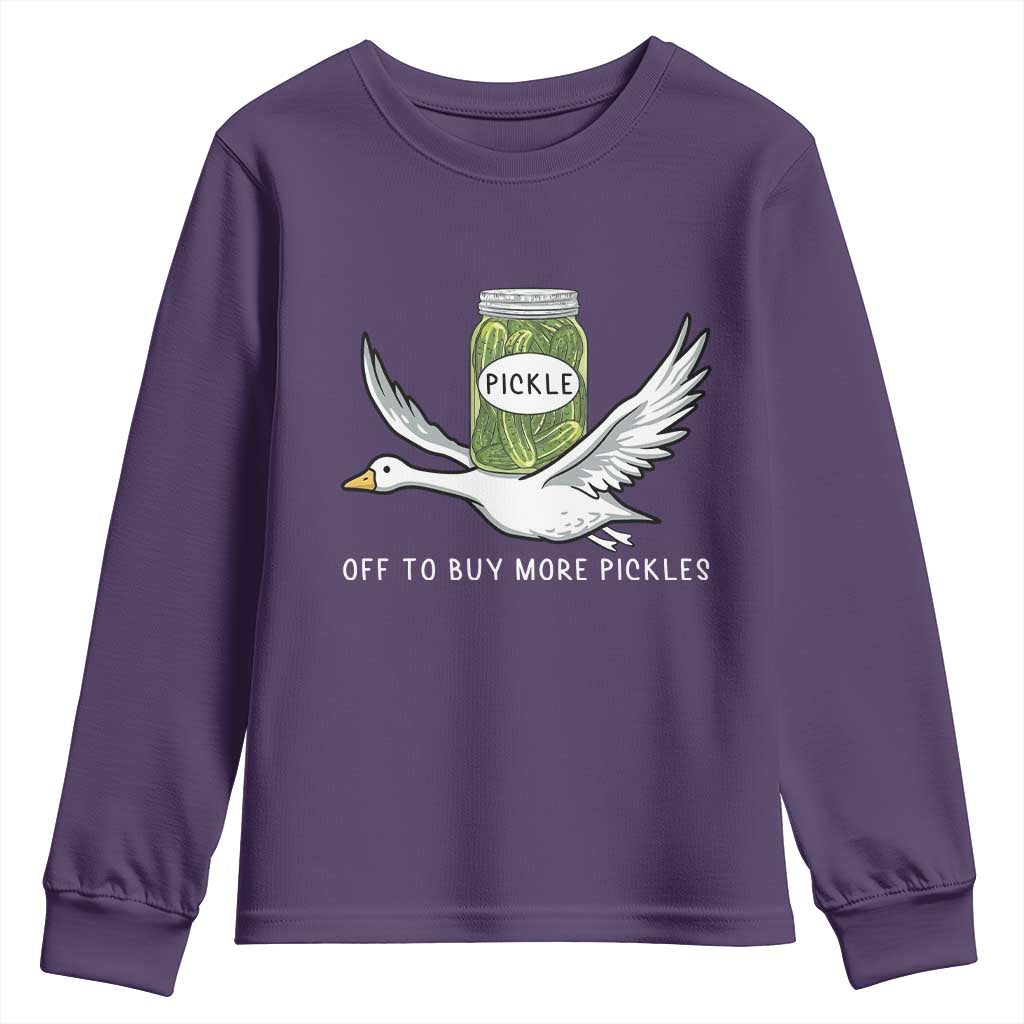 Silly Goose Pickle Lovers Youth Sweatshirt Off To Buy More Pickles TS10 Purple Print Your Wear
