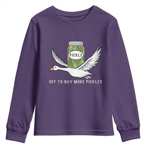 Silly Goose Pickle Lovers Youth Sweatshirt Off To Buy More Pickles TS10 Purple Print Your Wear