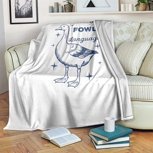 Fluent In FOWL Language Throw Blanket Vintage 90s Funny Duck Meme TS10 Print Your Wear