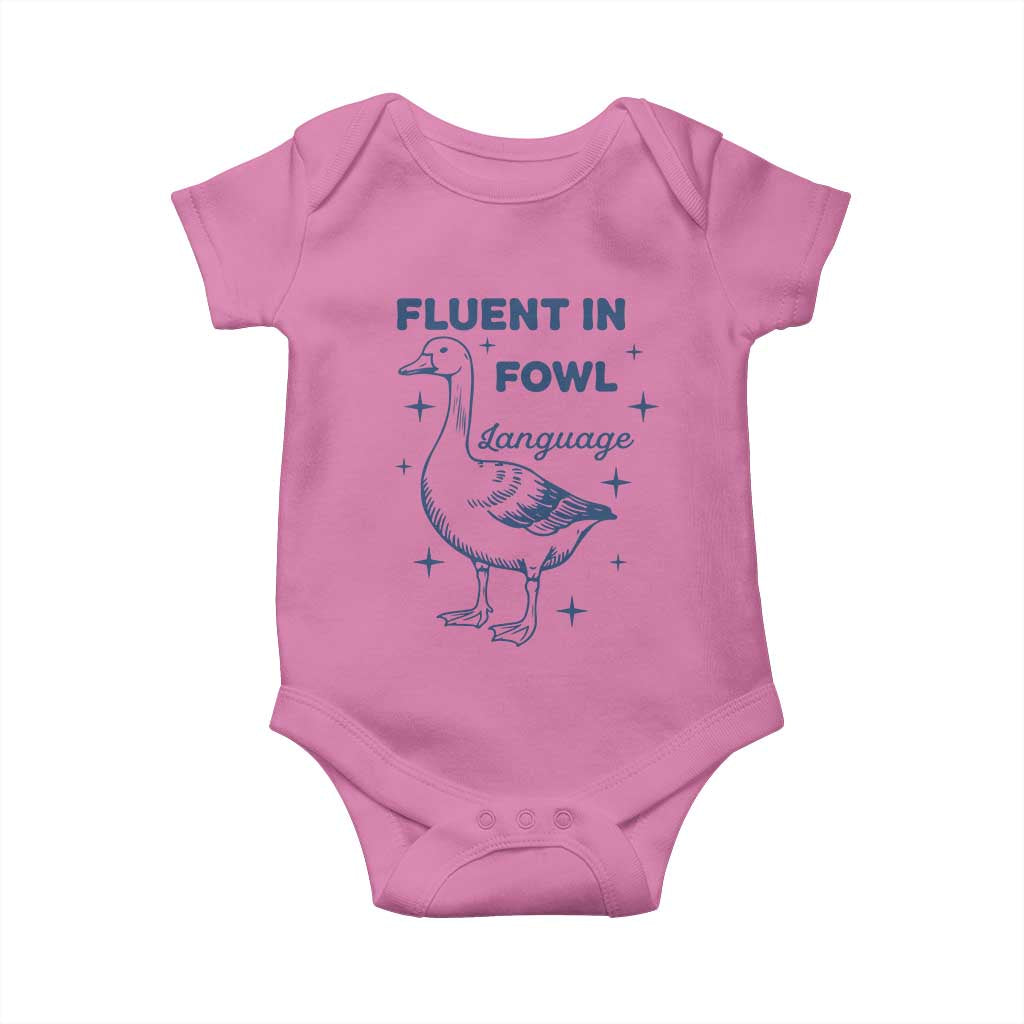 Fluent In FOWL Language Baby Onesie Vintage 90s Funny Duck Meme TS10 Azalea Print Your Wear