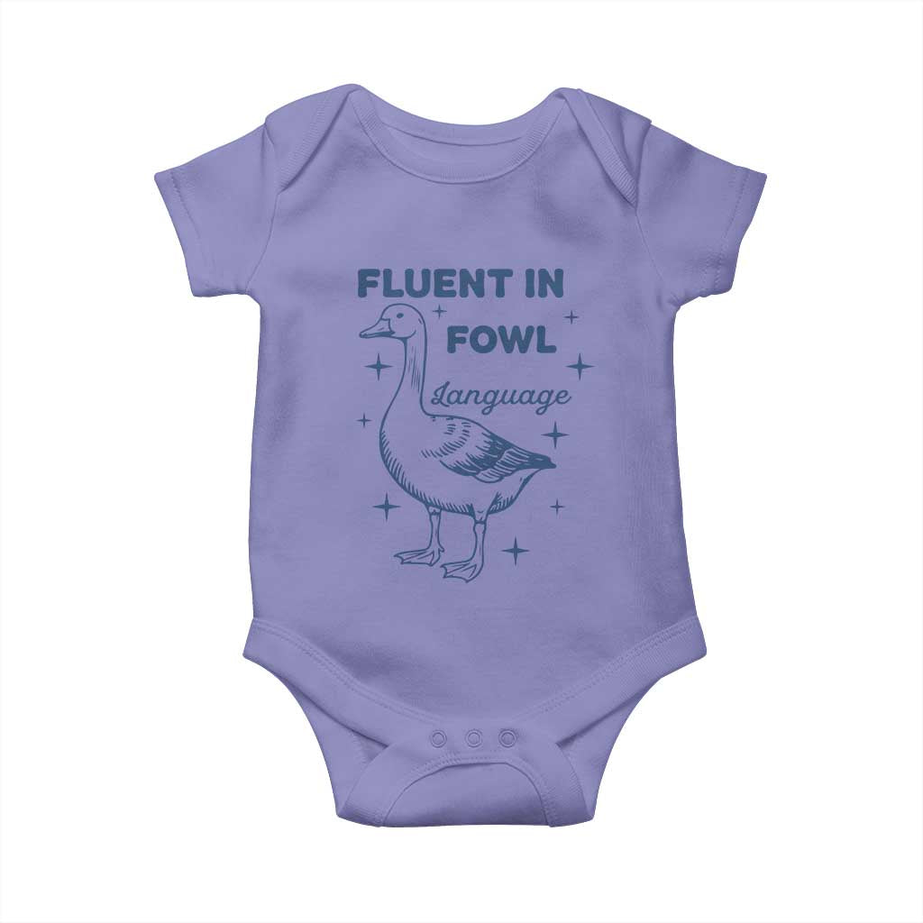 Fluent In FOWL Language Baby Onesie Vintage 90s Funny Duck Meme TS10 Violet Print Your Wear