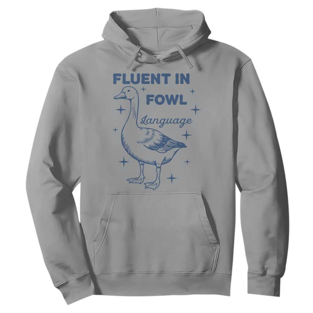 Fluent In FOWL Language Hoodie Vintage 90s Funny Duck Meme TS10 Sport Gray Print Your Wear