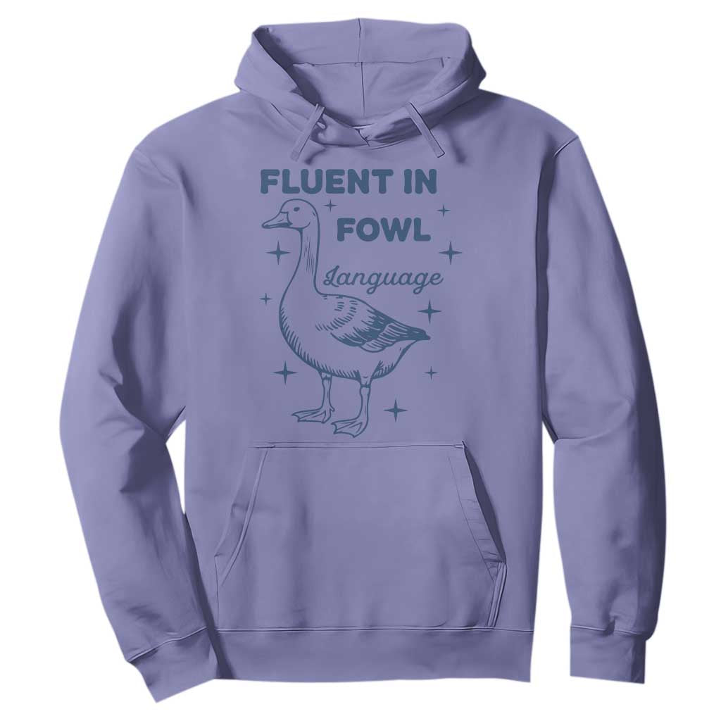 Fluent In FOWL Language Hoodie Vintage 90s Funny Duck Meme TS10 Violet Print Your Wear