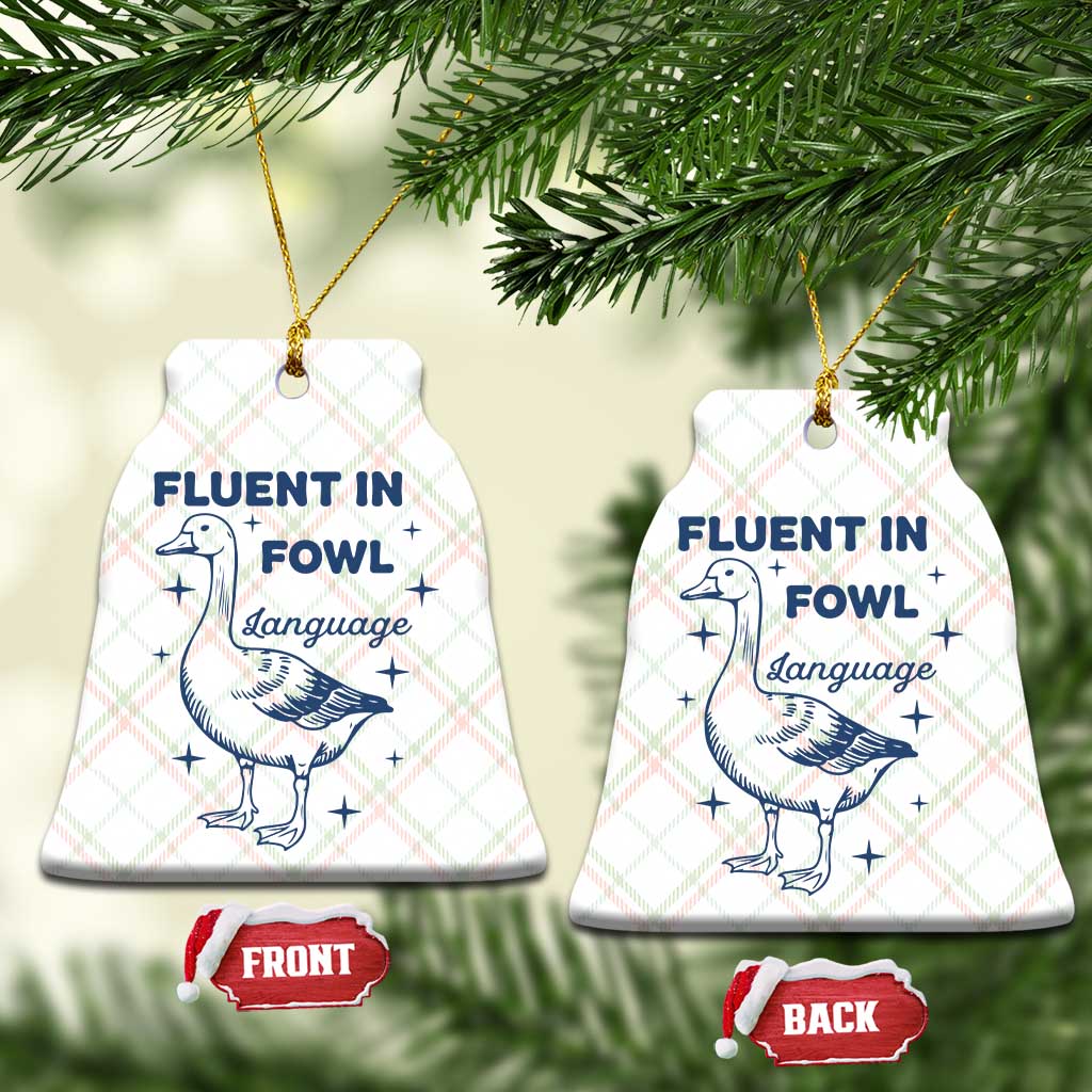Fluent In FOWL Language Ceramic Ornament Vintage 90s Funny Duck Meme TS10 Print Your Wear