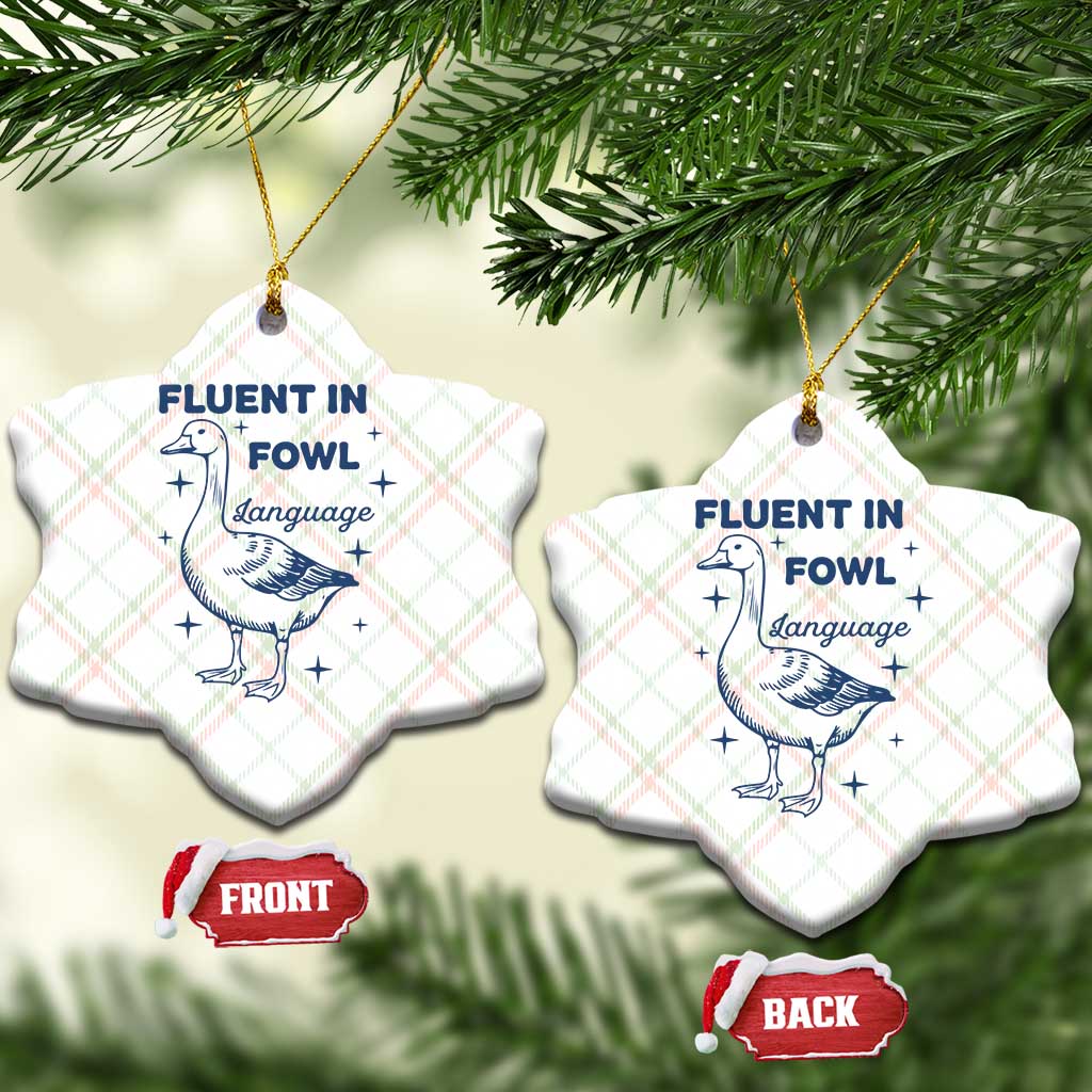 Fluent In FOWL Language Ceramic Ornament Vintage 90s Funny Duck Meme TS10 Print Your Wear