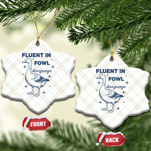 Fluent In FOWL Language Ceramic Ornament Vintage 90s Funny Duck Meme TS10 Print Your Wear