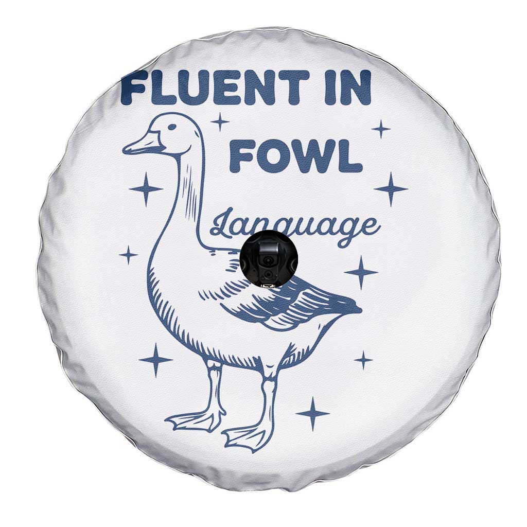 Fluent In FOWL Language Spare Tire Cover Vintage 90s Funny Duck Meme TS10 Print Your Wear