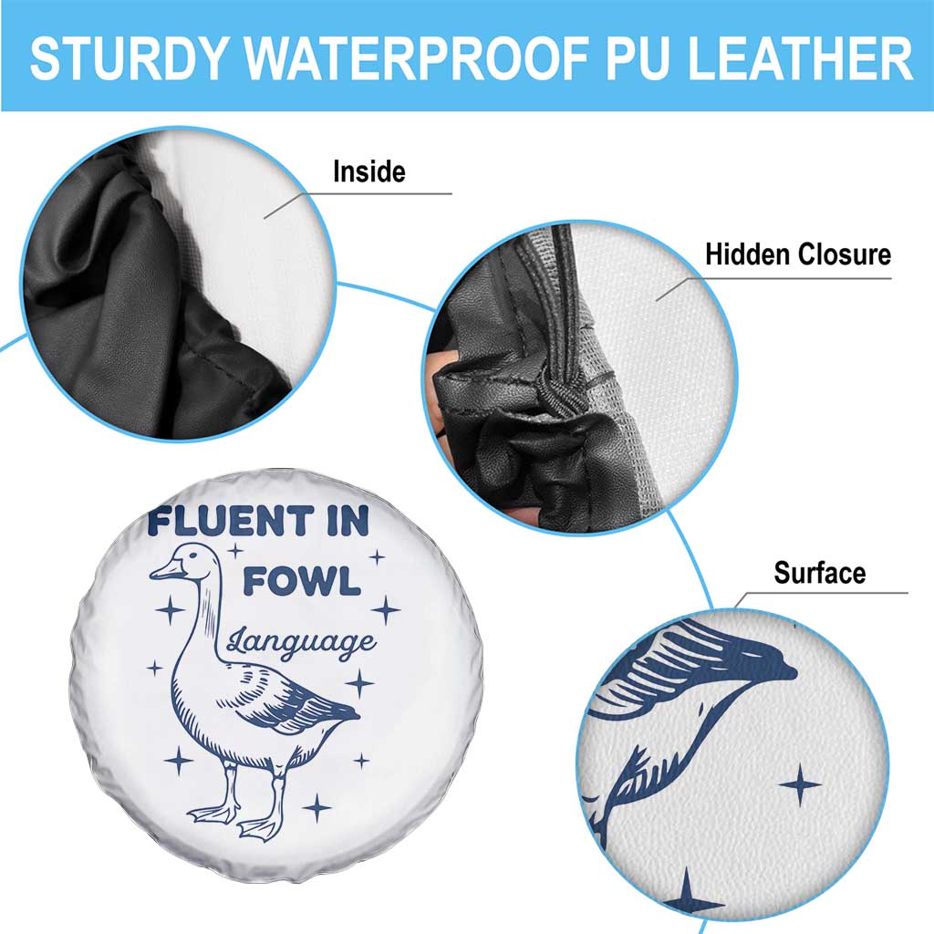 Fluent In FOWL Language Spare Tire Cover Vintage 90s Funny Duck Meme TS10 Print Your Wear