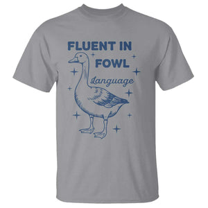 Fluent In FOWL Language T Shirt Vintage 90s Funny Duck Meme TS10 Sport Gray Print Your Wear