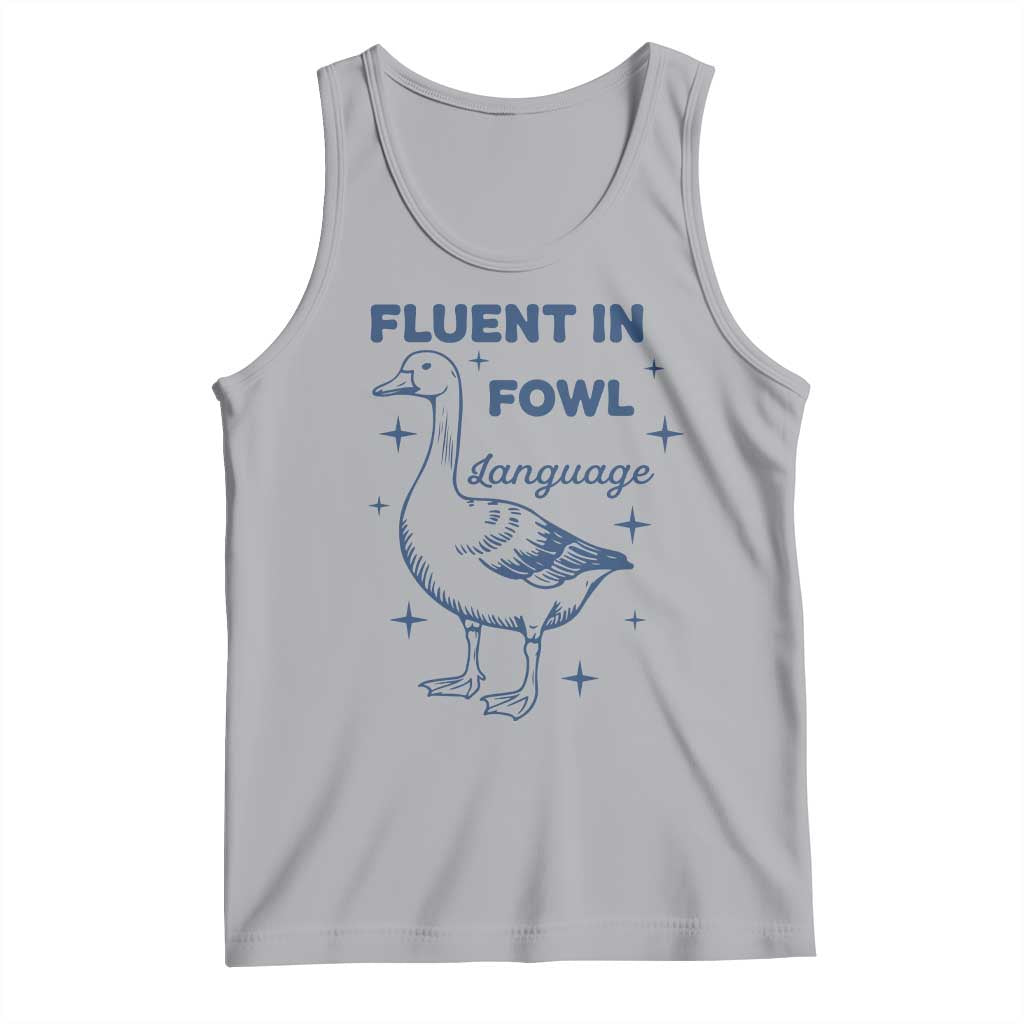 Fluent In FOWL Language Tank Top Vintage 90s Funny Duck Meme TS10 Athletic Heather Print Your Wear