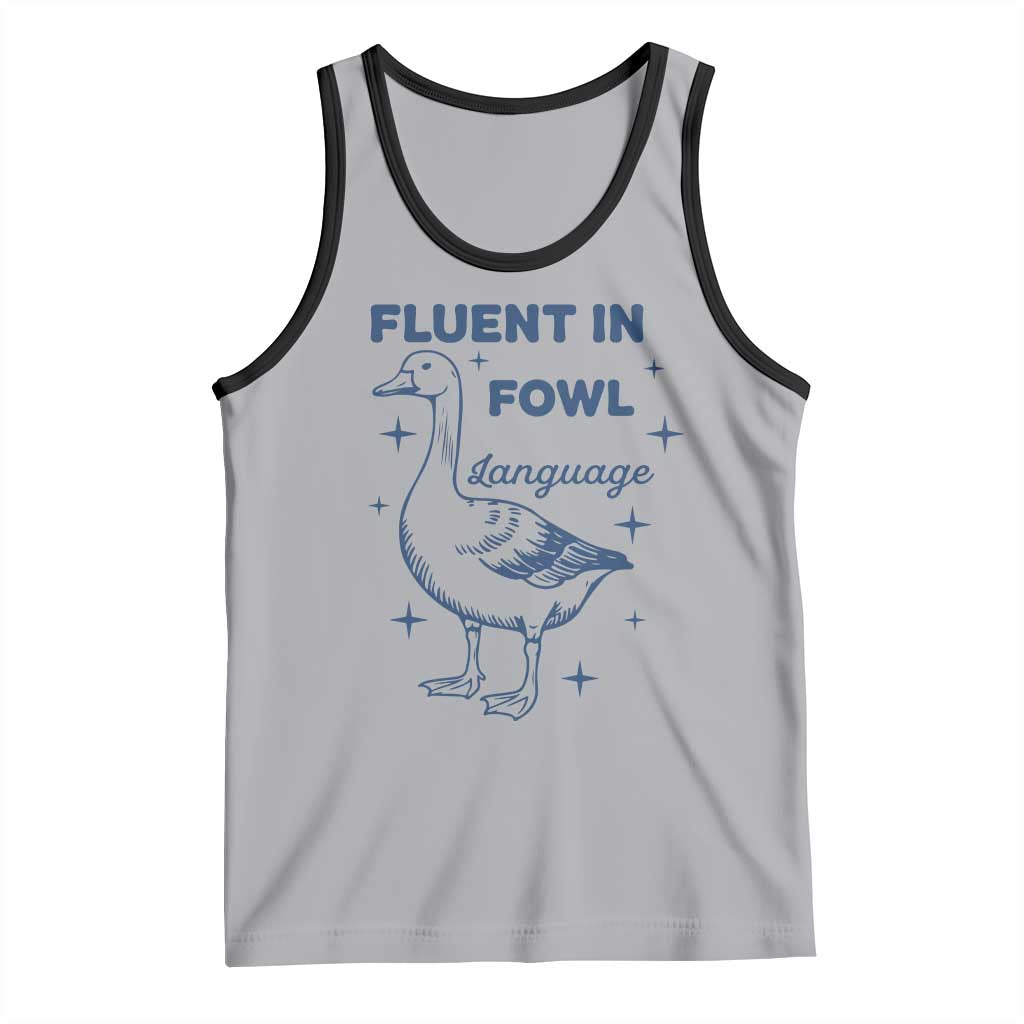 Fluent In FOWL Language Tank Top Vintage 90s Funny Duck Meme TS10 Athletic Heather Black Print Your Wear