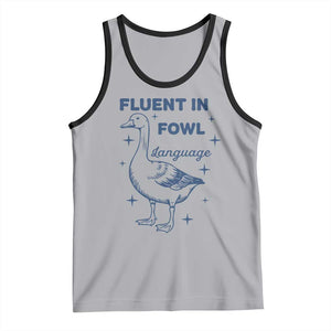 Fluent In FOWL Language Tank Top Vintage 90s Funny Duck Meme TS10 Athletic Heather Black Print Your Wear