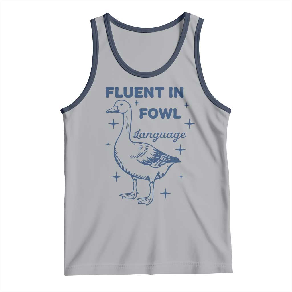 Fluent In FOWL Language Tank Top Vintage 90s Funny Duck Meme TS10 Athletic Heather Navy Print Your Wear