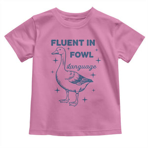 Fluent In FOWL Language Toddler T Shirt Vintage 90s Funny Duck Meme TS10 Azalea Print Your Wear