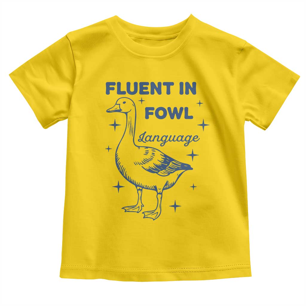 Fluent In FOWL Language Toddler T Shirt Vintage 90s Funny Duck Meme TS10 Daisy Print Your Wear