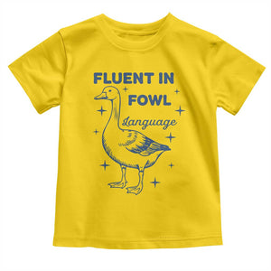 Fluent In FOWL Language Toddler T Shirt Vintage 90s Funny Duck Meme TS10 Daisy Print Your Wear