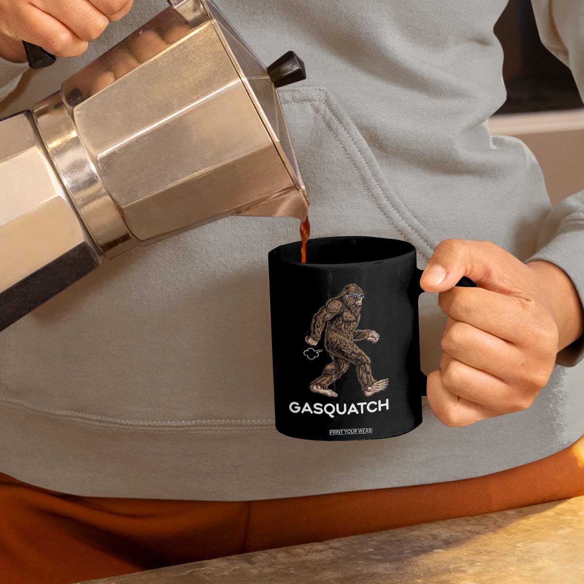Funny Bigfoot Coffee Mug Gasquatch Gassy Sasquatch Fart Meme TS10 Print Your Wear