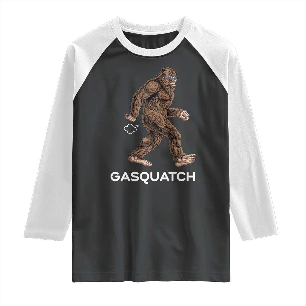 Funny Bigfoot Raglan Shirt Gasquatch Gassy Sasquatch Fart Meme TS10 Black White Print Your Wear