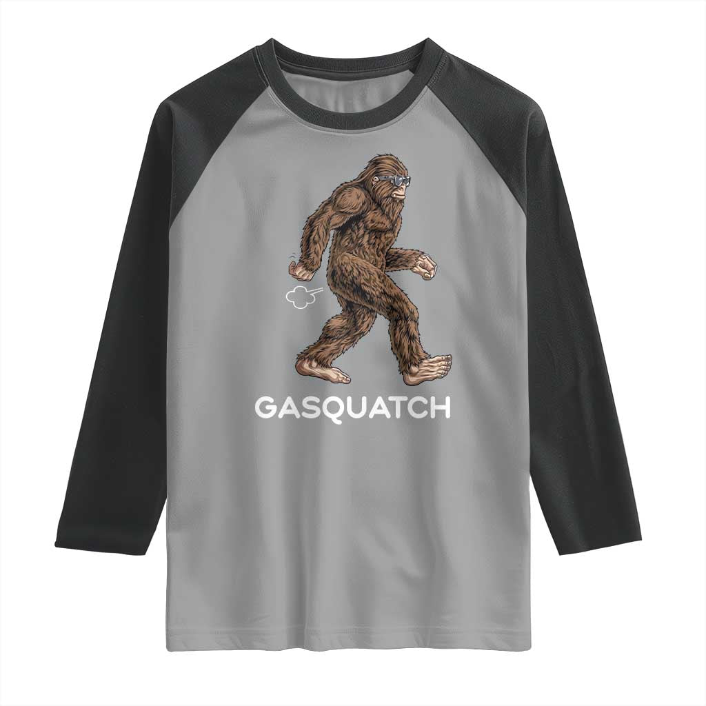 Funny Bigfoot Raglan Shirt Gasquatch Gassy Sasquatch Fart Meme TS10 Sport Gray Black Print Your Wear