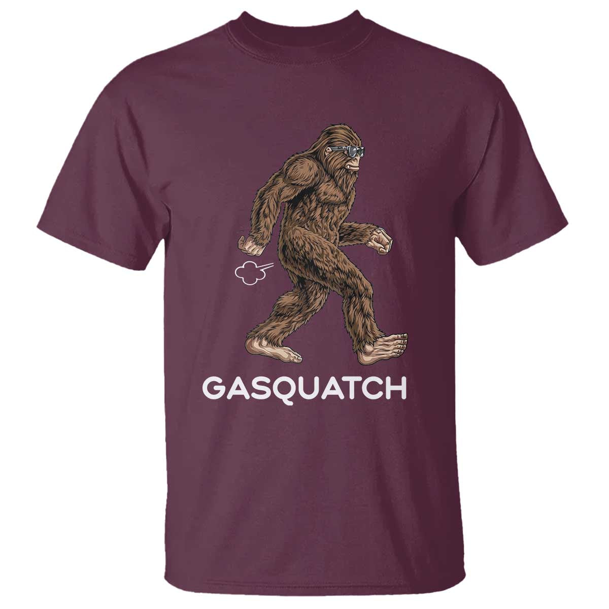 Funny Bigfoot T Shirt Gasquatch Gassy Sasquatch Fart Meme TS10 Maroon Print Your Wear