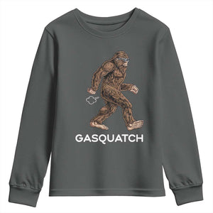 Funny Bigfoot Youth Sweatshirt Gasquatch Gassy Sasquatch Fart Meme TS10 Dark Heather Print Your Wear