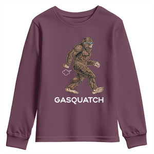 Funny Bigfoot Youth Sweatshirt Gasquatch Gassy Sasquatch Fart Meme TS10 Maroon Print Your Wear