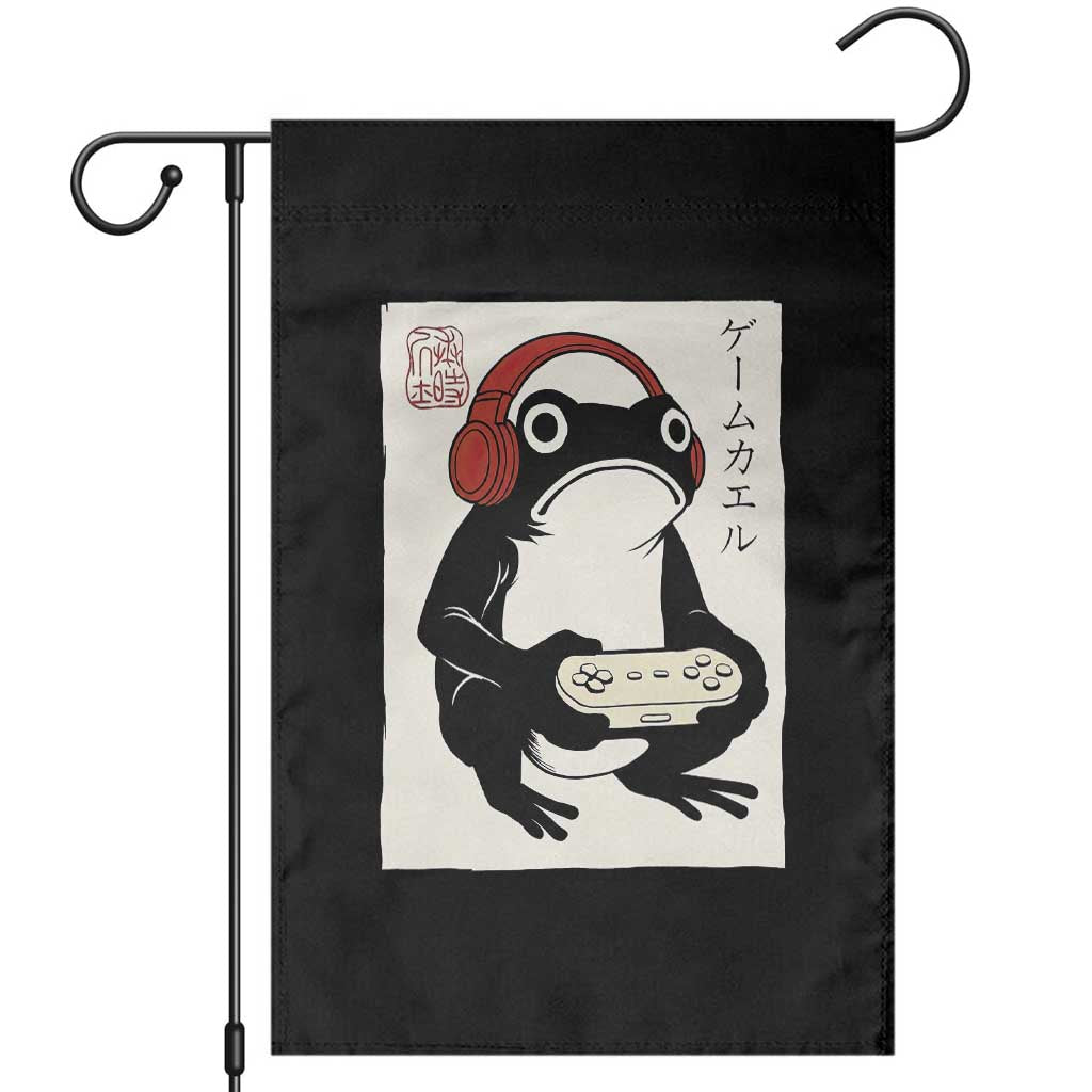 Japanese Gamer Frog Garden Flag Boys Funny Vintage Gaming TS10 Black Print Your Wear