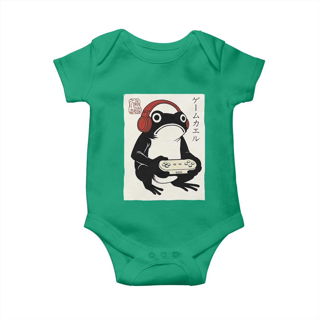 Japanese Gamer Frog Baby Onesie Boys Funny Vintage Gaming TS10 Irish Green Print Your Wear