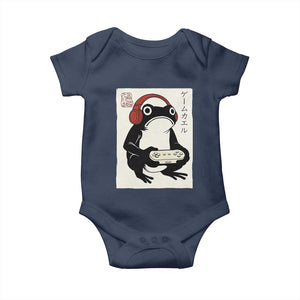 Japanese Gamer Frog Baby Onesie Boys Funny Vintage Gaming TS10 Navy Print Your Wear